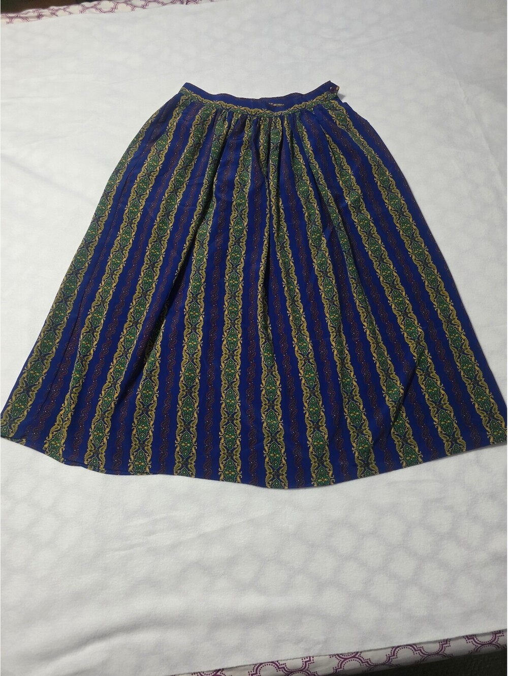 Vintage Sweetbriar Royal Blue Paisley Midi Skirt